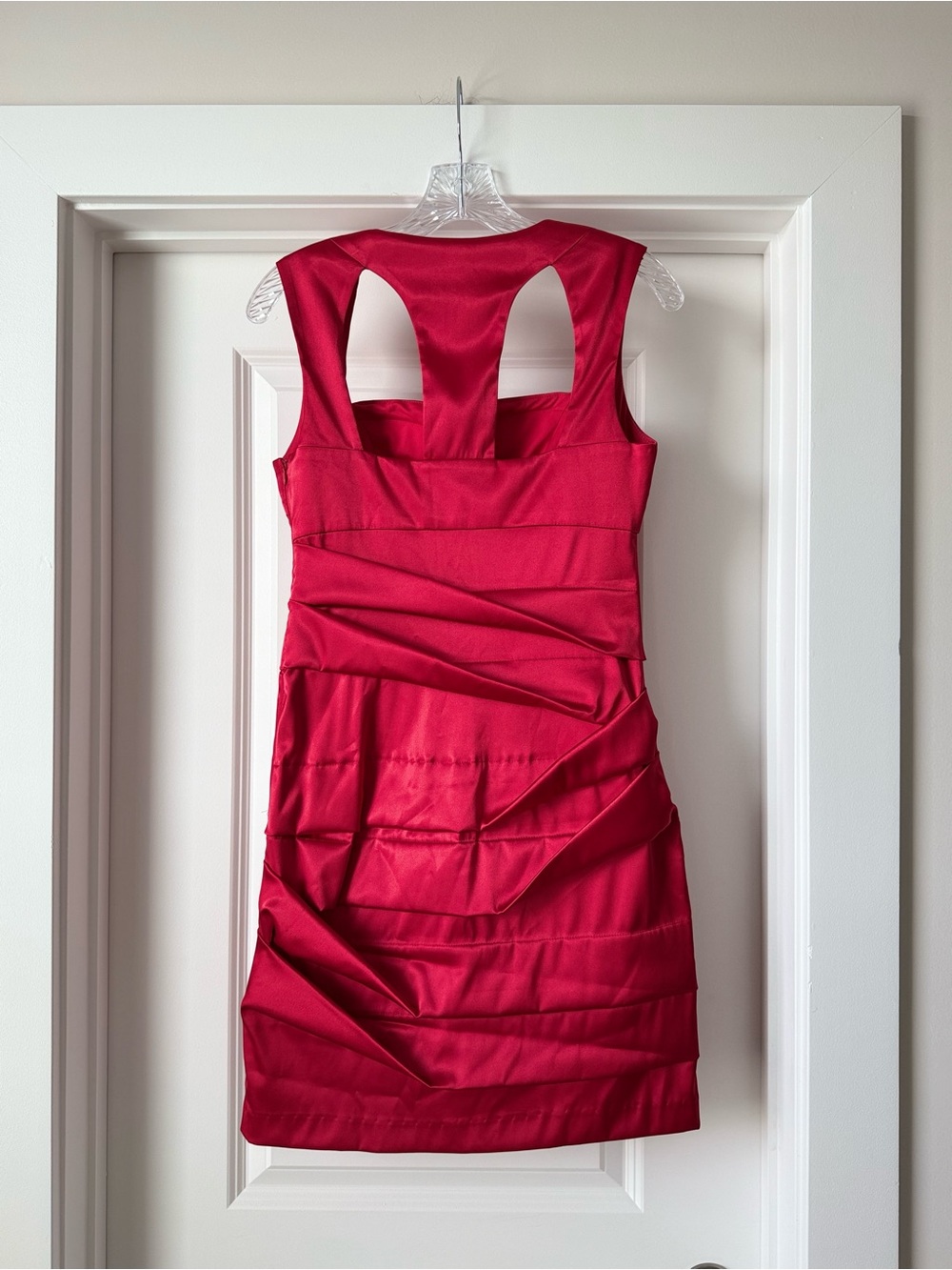 Adrianna Papell Hot Pink Satin Ruched Mini Dress - Picture 9 of 11